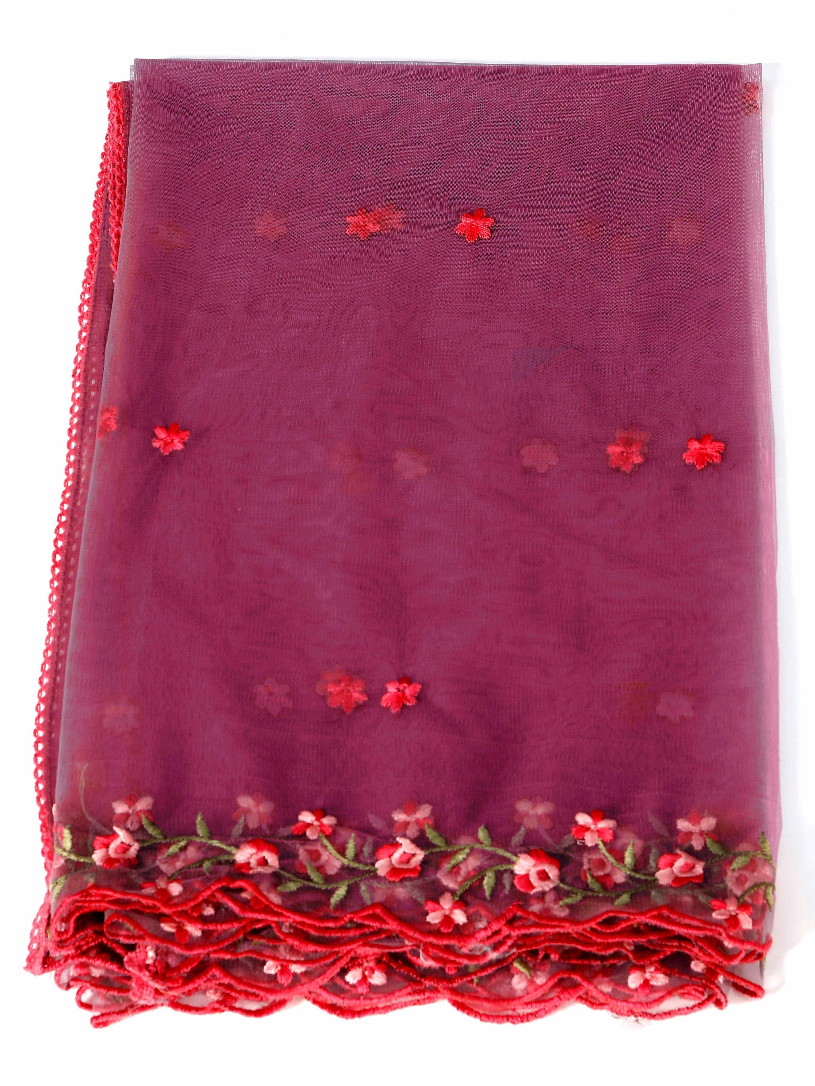 Floral Yoke Embroidered Straight Kurta & Trousers With Dupatta